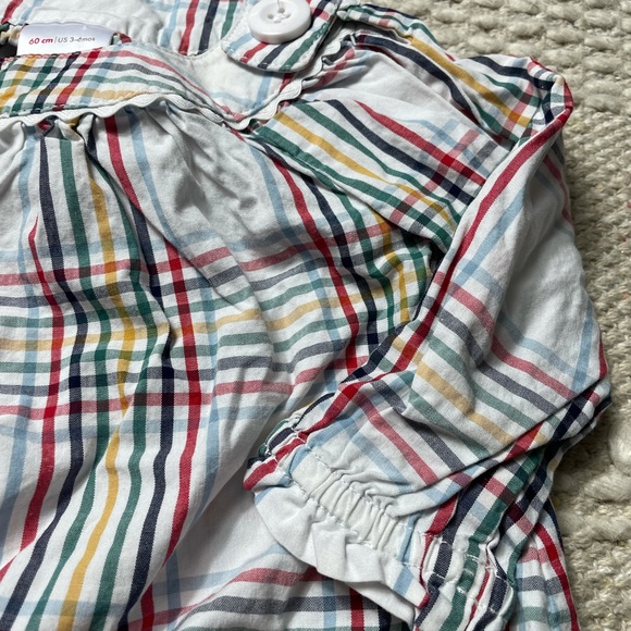 Hanna Andersson Baby 3-6 Months Plaid Long Sleeve Blouse White Red Yellow Green - Picture 6 of 7